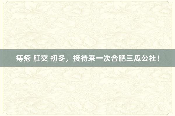 痔疮 肛交 初冬，接待来一次合肥三瓜公社！