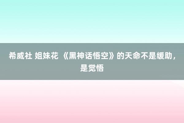 希威社 姐妹花 《黑神话悟空》的天命不是缓助，是觉悟