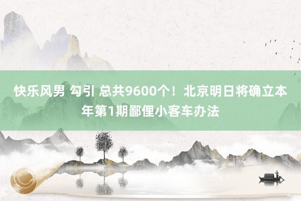 快乐风男 勾引 总共9600个！北京明日将确立本年第1期鄙俚小客车办法