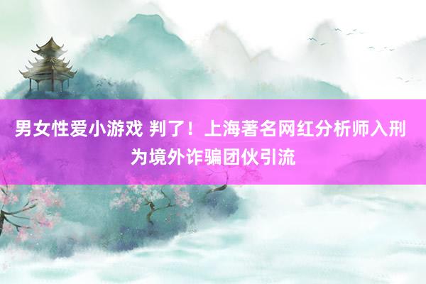 男女性爱小游戏 判了！上海著名网红分析师入刑 为境外诈骗团伙引流