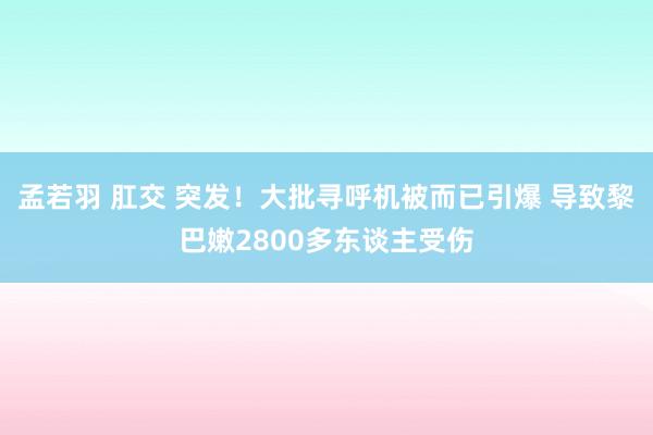 孟若羽 肛交 突发！大批寻呼机被而已引爆 导致黎巴嫩2800多东谈主受伤