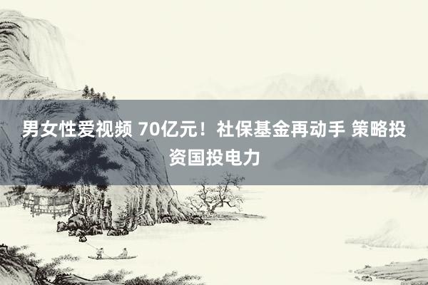 男女性爱视频 70亿元！社保基金再动手 策略投资国投电力