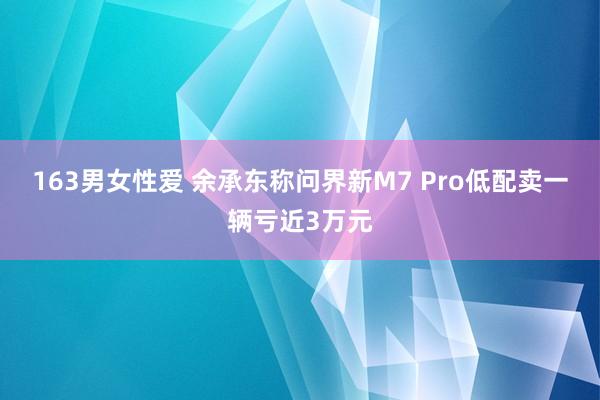 163男女性爱 余承东称问界新M7 Pro低配卖一辆亏近3万元