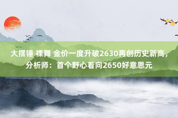 大摆锤 裸舞 金价一度升破2630再创历史新高，分析师：首个野心看向2650好意思元