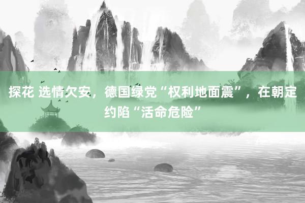 探花 选情欠安，德国绿党“权利地面震”，在朝定约陷“活命危险”