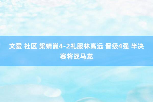 文爱 社区 梁靖崑4-2礼服林高远 晋级4强 半决赛将战马龙