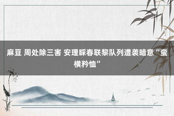 麻豆 周处除三害 安理睬春联黎队列遭袭暗意“蛮横矜恤”