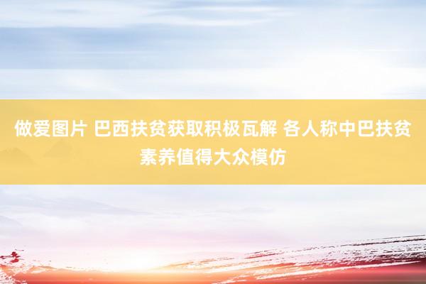 做爱图片 巴西扶贫获取积极瓦解 各人称中巴扶贫素养值得大众模仿