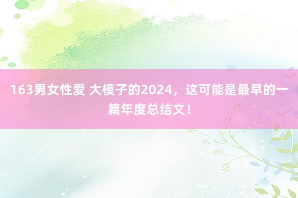 163男女性爱 大模子的2024，这可能是最早的一篇年度总结文！